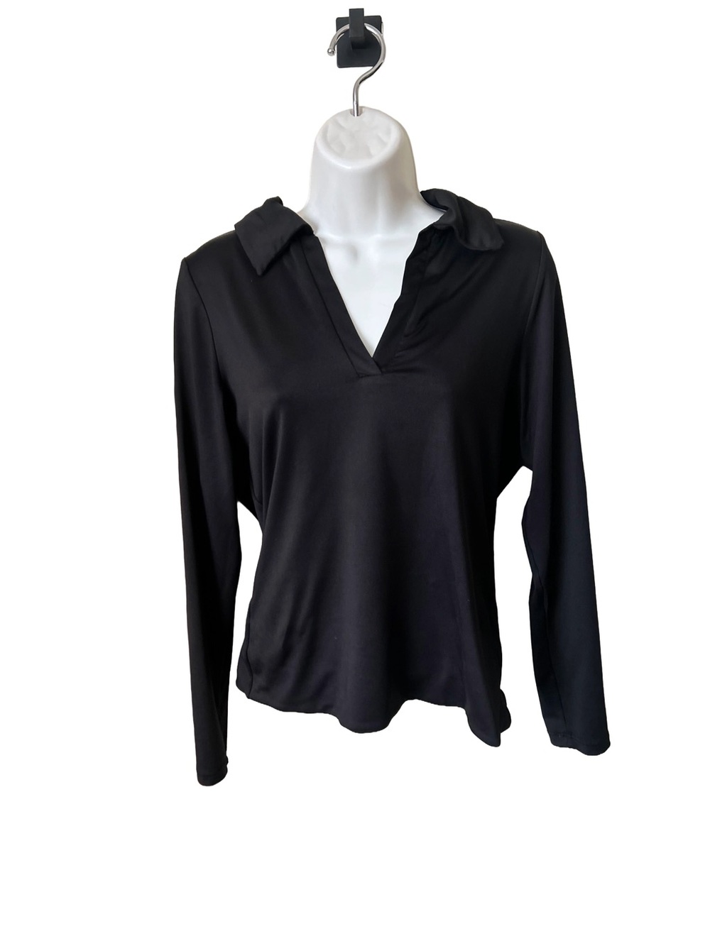 And Now This, Classic Black Long-Sleeve Collared Shirt, Sz OX